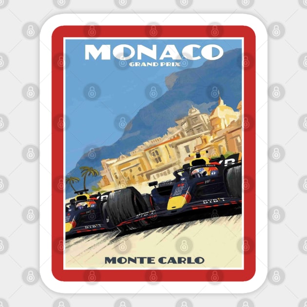 Monaco Grand Prix Auto Racing Monte Carlo Advertising Print Sticker by posterbobs